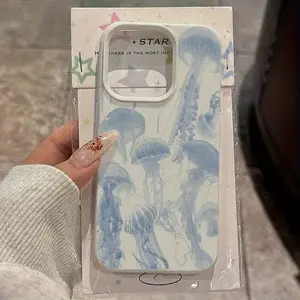 Fresh Jellyfish Pattern TPU Phone Case, TPU Material Shockproof Anti-Slip, Compatible with iPhone 17 AIR 17/16/15/14/13/12/11 X XS XS Max PRO PROMAX PLUS, DKPW4