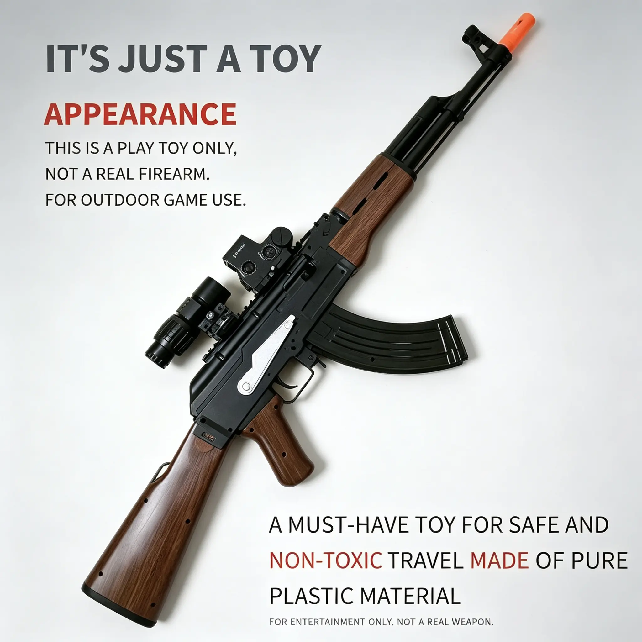 95cm Electric Soft Dart Toy Blaster, Non-Removable Blaze Orange Muzzle, Motorized Pretend Play Shooting Toy with Magazine, Outdoor Backyard Fun, Cool Collectible Birthday Holiday Gift for Teen Boys Ages 14+