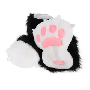 Furry Paw Plush Shoes - Soft plush paw design with 3D pads, cute Halloween and Christmas role-play props