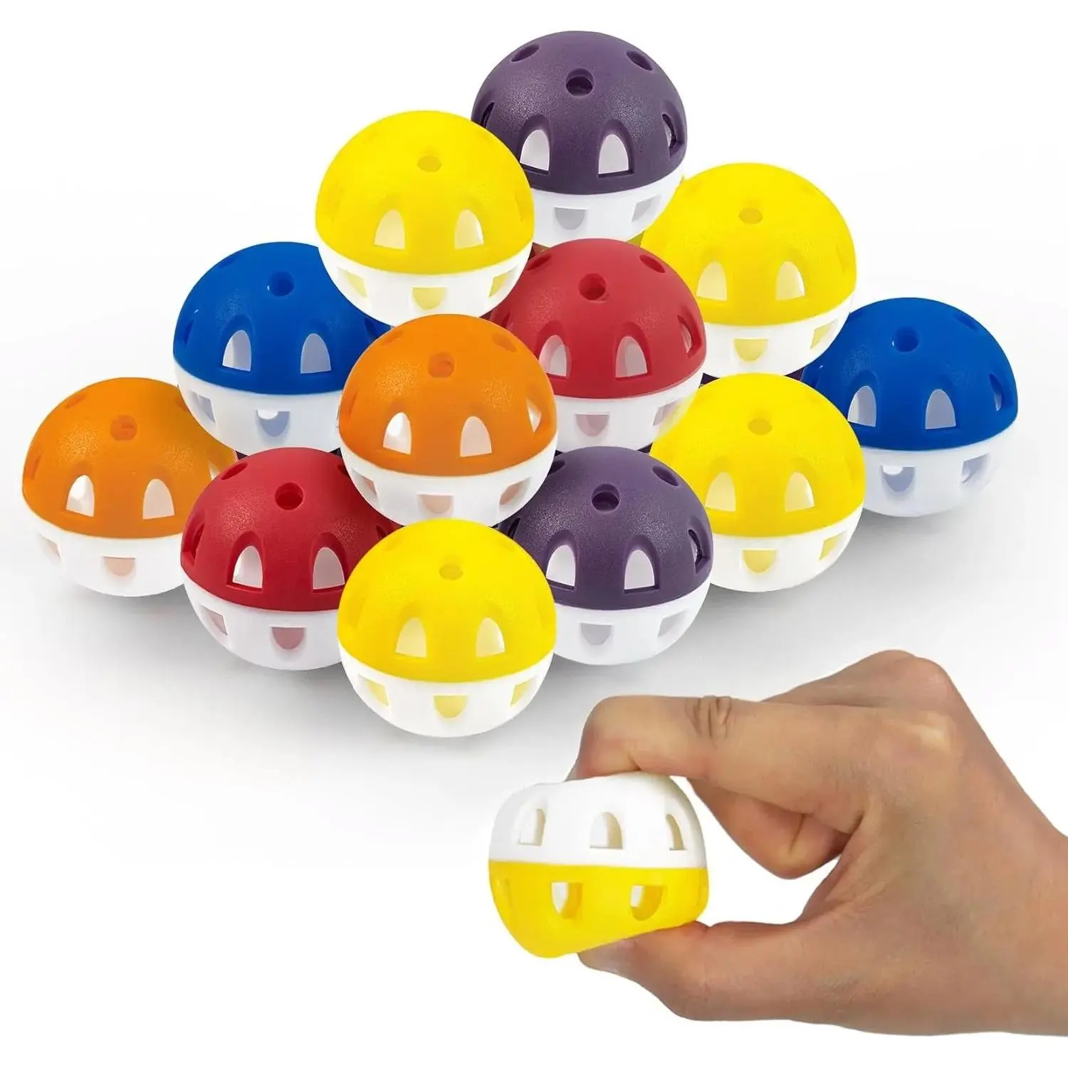 20-Pack Wear-Resistant Practice Golf Ball Set, High Visibility for Easy Tracking, Limited-Flight, Wiffle Ball Design, Indoor & Outdoor Training Use, Active