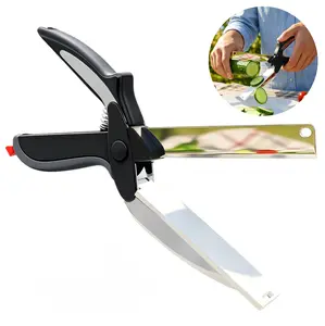 2-Pack 2-in-1 Kitchen Scissors with Stainless Steel Blade, Plastic Cutting Board & Safety Lock – 9.6in Multi-Use Tool for Food, Meat, Cheese, Tomato, Fruit, Vegetable | Easy-to-Use Home/Party Gift Kitchen Shears