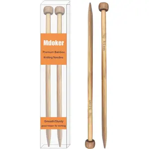 Bamboo Straight Single Pointed Sweater Knitting Needles 10-inch Length for Handmade DIY Knitting Projects, Size US 8(5mm)