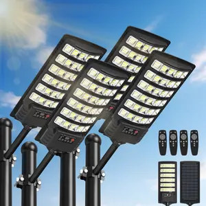 6500K Solar Lights Outdoor Waterproof, Dusk to Dawn Solar Street Light Motion Sensor with Remote Control, LED Security Light for Outside Garden Yard Parking Lot, Oudoor Flood Lights