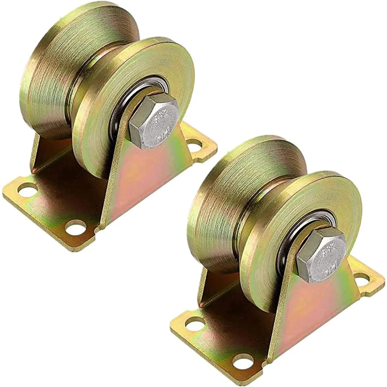 Heavy Duty 3-in V-Groove Caster Wheels with Double Bearings - 3in-V/U Design, Smooth Rolling for Industrial Machines, Sliding Gates (2 Pack)