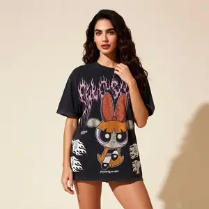 Civilregime Oversized Grunge Tee for Women Vintage Cotton Baggy T-Shirt Casual Crewneck Streetwear Top Soft Cotton Acid Wash Unisex Style