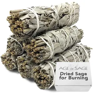 White Sage Smudge Sticks 4" Long - Stress Relief Dried Sage Incense Sticks - Burning Sage Sticks Bundle for Cleansing House Negative Energy - Hand Wrapped White Sage Incense Sticks - 6 Pack