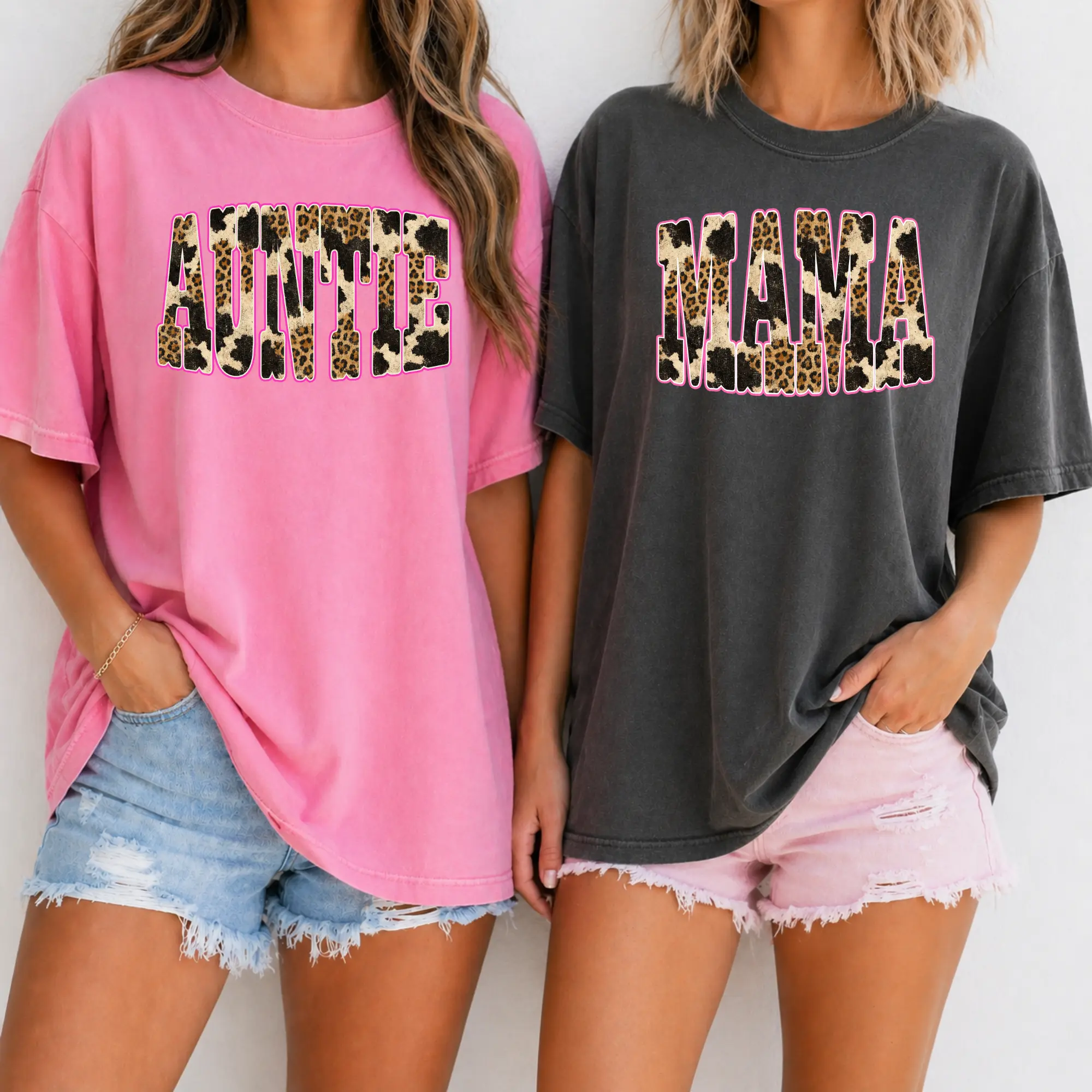 Mama Shirt | Comfort Colors Leopard Cow Print Tee | Mimi Gigi Mamaw Nana Auntie Family Matching Tees