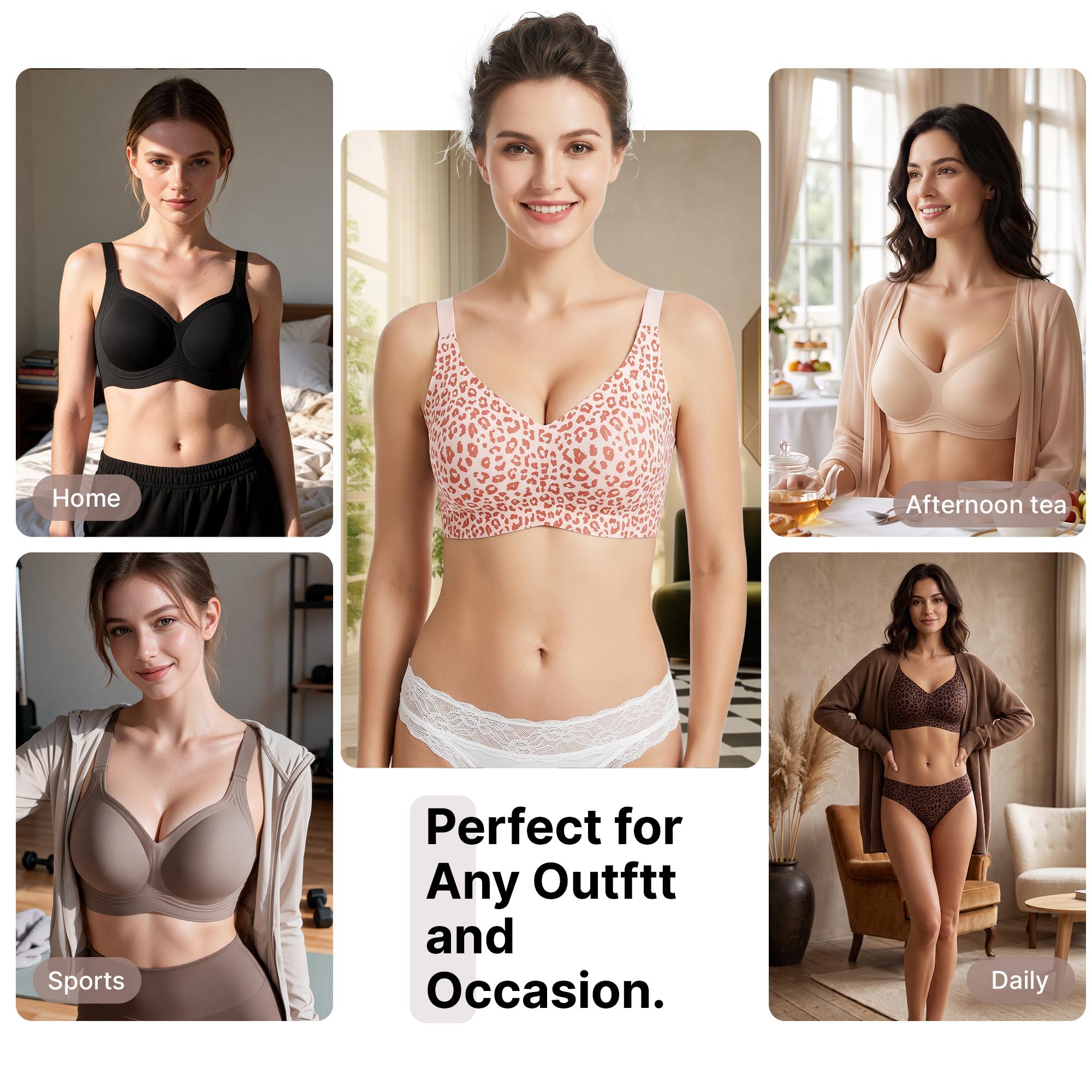 PQK 2 PCS/3 PCS Jelly wireless bra Comfortable Push Up Bras Wireless Seamless Full Coverage No Underwire Everyday Bras summervibes S-3XL soft