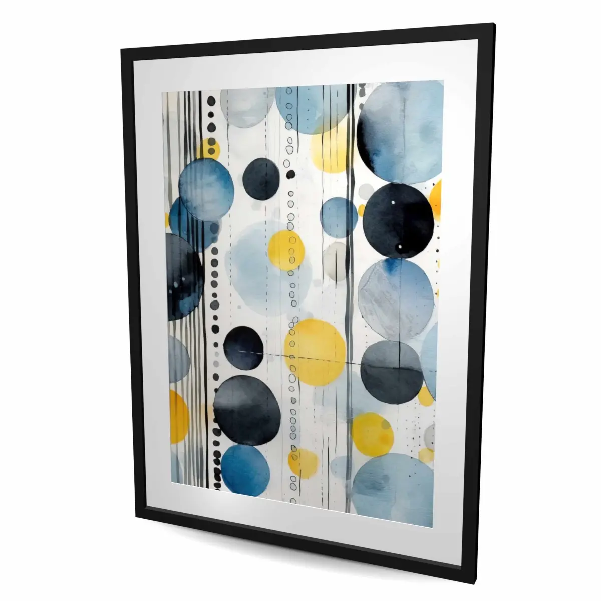 212 MAIN 36x48 in Black Abstract Framed Oceanic Bubbles Artwork - Abstract Art Design, Ready-to-Hang, Home Decor, Room Decoration, Ideal Gift for Home Supplies Enthusiasts