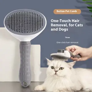 Cat Grooming Brush for Shedding - Dual-Sided Deshedding Tool with 60° Needle Body for Long & Short-Haired Cats Dogs Kittens Rabbits - Easy Use & Gentle Massage Comb Self-Cleaning Hair Versatile Pet