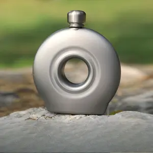 Pure Titanium Portable Wine Flask – Flat, Thickened Titanium Alloy. Ultra-Portable for Outdoor Camping.