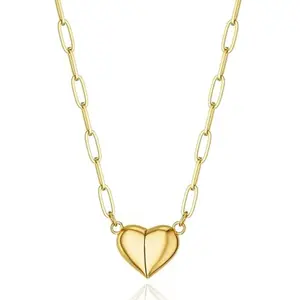 14k Gold Silver Heart Pendant Necklace Tiny Choker Cute Necklaces Small Gold Love Open Heart Chain Necklace for Women Dainty Gold Necklace Gifts for Her Daily Gift for Mother Girlfriend