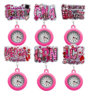 Retractable nurse watch, doctor and student pocket watch, nurse medical pocket watch, pink love pocket watch