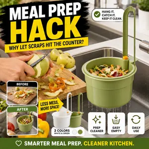 [Tonora]Space-Saving Sink Caddy, Hanging Drain Basket for Kitchen Sink, Sponge Brush Holder and Food Scrap Bin