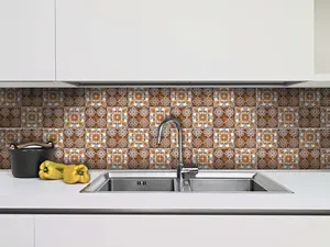 HomeRoots 400159 8 x 8 in. Bella Brown Terra Peel & Stick Removable Tiles