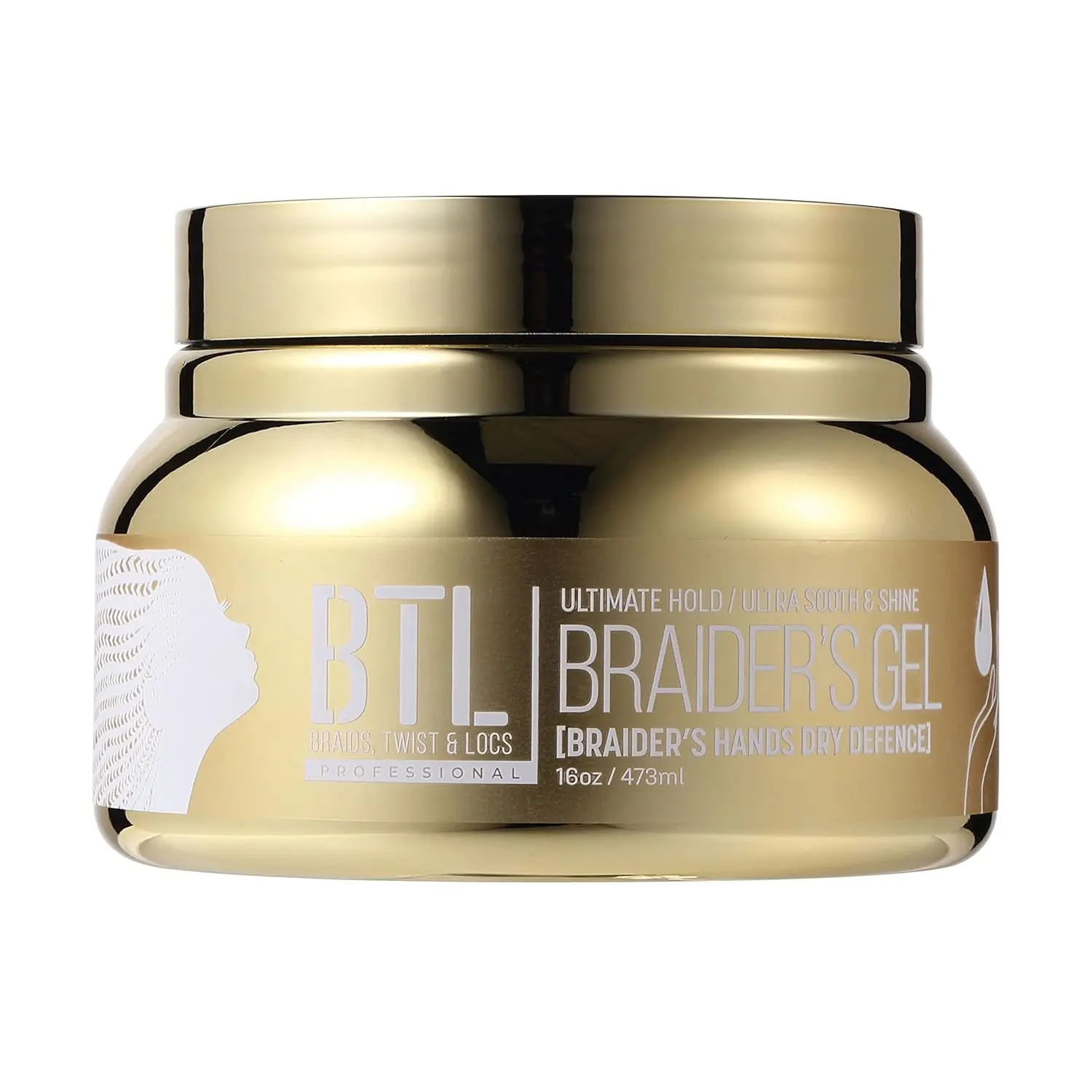 BTL Braider's Hands Dry Defense Conditioning Gel - Ultimate Hold, Frizz Control & Detangling Haircare for Braids, Locs & Twists, 16oz, Controls Frizz, Detangles Hair, Hairline, Control Hair Into Desired Style