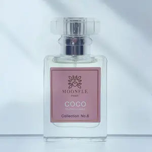 No.6 Coco 2001 Orienral Floral  TOP:Rose Coriander Peach Jasmine Orange Middlle:Cloves Rose Orange Mimosa Clover Base:Amber Sandawood Tonka Bean Civet Opopnax Vanilla Labdanum Size: 30ML 1oz Women Long Lasting Oil Base MOONFLE Fragrance Parfume