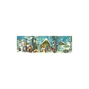Alexander Taron ADV205 Advent Calendar - Snow-Covered Village in The Forest, with Angel Ornaments, Christmas Pyramids & Unique Range of Imported Collectibles