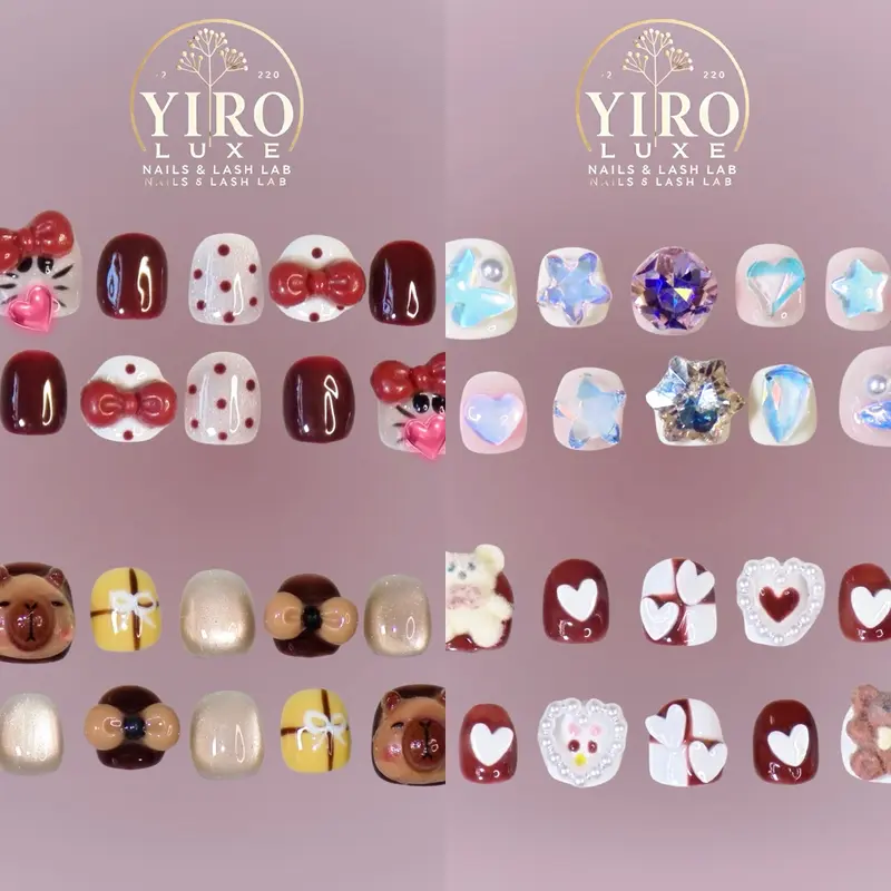 YIRO Young Kids Collection(Age 3-6) -Limited X'mas/Holiday Edition Cute Nail Art Design for Children - 4 Style Set