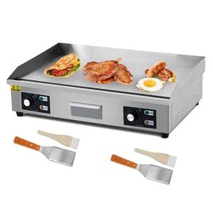 29 inch Stainless Steel Electric Griddle, 3000W Commercial Flat Top Grill, 122℉-572℉ Temperature Adjustable, Countertop Teppanyaki Grill for Restaurant Kitchen Outdoor