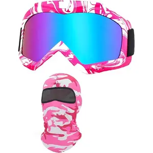 OTG Motorcycle Goggles with Balaclava ATV Dirt Bike Motocross Riding Goggles Racing Skiing Goggles for Women Girls