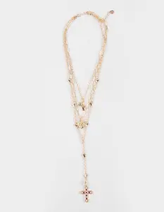 FULL TILT  Womens Cross/Heart Y Necklace, Gold