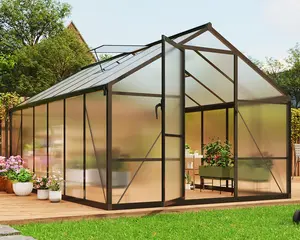 GAOMON 8x12 ft Polycarbonate Greenhouse for Outdoors, Aluminum Frame Garden Green House with Lockable Door and Adjustable Roof Vent, Ideal for Backyard Patio and Vegetable or Flower Growing
