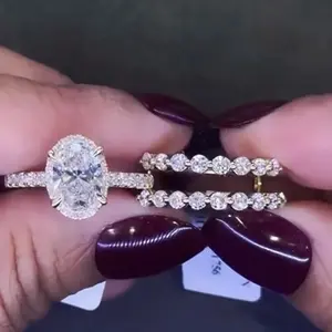 Maxine CZ 4.0ct Oval Cut 2PC Engagement Ring,5A Cubic Zirconia Women's Ring Jewelry,Promise Ring for Daily,Travel,Proposal,Wedding,Birthday,Anniversary