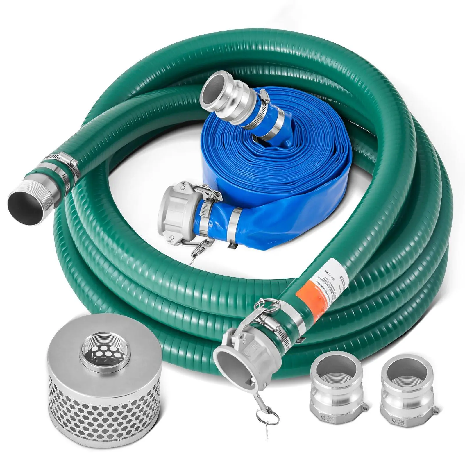 2-Inch x 20 ft Green & 65 ft Blue Suction Hose Kit - Essential for Water Pump Applications