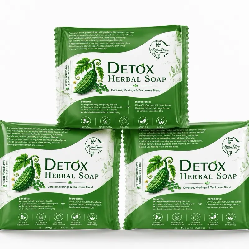 3 pack of (asosi)Detox Face Soap | Acne, Oily Skin & Pore Cleanser | Herbal Detox Bar | ByouDiva