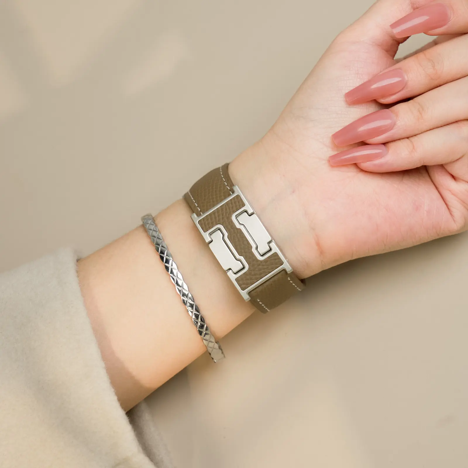Light Brown Band+Silver Buckle