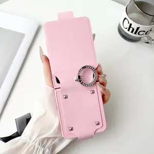 Skin-Friendly Foldable Leather Case with Ring Holder, Simple Practical Design, Fits Samsung Galaxy Z Flip 3/4/5/6/7, Unique Fashion Protection Accessory