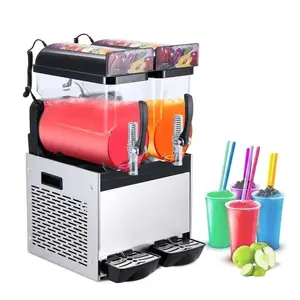 15L×2 Commercial Slushy Machine, 120 Cups Double Tank Frozen Drink Machine with Self‑Cleaning, Stainless Steel Margarita & Smoothie Maker for Home, Parties, Restaurants, Cafes, Bars