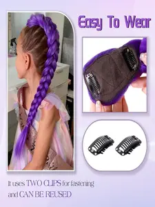 Long Purple Braiding Hair Pre Stretched,Rumi Synthetic Braiding Hair for Christmas Party Cosplay Braiding Hair Extensions for Girls,Synthetic Hairpieces,Synthetic Braided Wigs,(Purple,26 Inch)