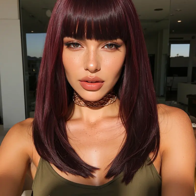 14 Inch Short Straight Wig with Bangs, Straight Bob Wigs Hair for Women, Suitable for All Ages, Elegant and Versatile Hairstyle, Machine Made Wig, Synthetic Material Wigs