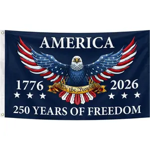USA 250th Birthday Flag 3x5 Ft with Two Brass Washers for Outdoor Garden and Porch Deck Lawn Yard Decor 1776-2026 250 Years Anniversary Celebration Activity Sign (250 Years Anniversary Flag 3x5ft)