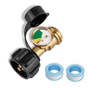 3 PCS Propane Tank Gauge with Leak Detector, Universal Level Indicator for 5-40lb Tanks, Compatible with Camping Stoves, Heater, BBQ Grills, Gas Burners and More, QCC 1/Type 1 Connection