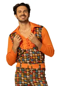 Swaggertown Pantsuit Orange & Teal Houndstooth Costume