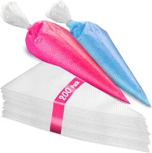 Set of 200 - Anti Burst Piping Bags 12 Inch -Tipless Icing Bags - Durable Frosting Piping Bag Tools - Pastry and Cookie Decorating Supplies
