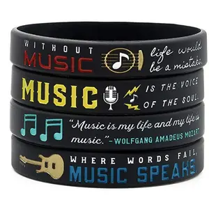 4pcs Rock Music Rapper Rubber Bracelet Silicone Wristband, Stylish & Durable Accessory for Daily Wear, Perfect Gift Idea