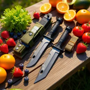 Fixed Blade Camping Kitchen Knife, Multipurpose Outdoor Utility Knife with Stainless Steel & Nylon Sheath