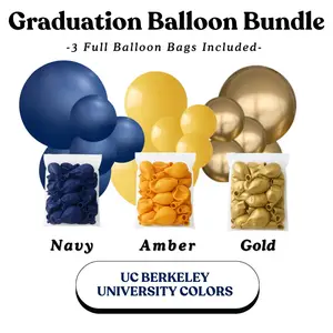 Graduation Balloon Bundle - UC Berkeley University Colors I Navy, Amber, Chrome Gold