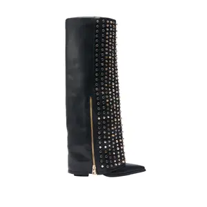 AGUSTUE-BLACK STUDDED WESTERN BOOT