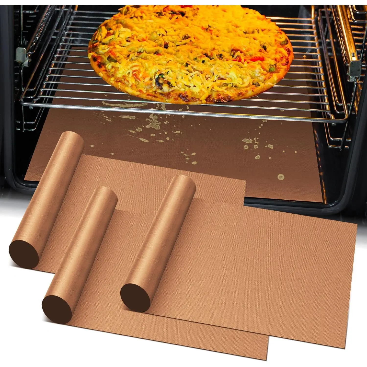 3 Pack Heavy Duty Oven Cover - 23.6"x 15.7" Non-Stick  Liner for Electric, Gas, Toaster Ovens, BBQ - BPA & PFOA Free
