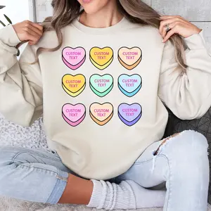 Custom Conversation Heart Sweatshirt, Custom Valentine Day Shirt, Heart Shirt, Personalized Valentines Day Sweatshirt, Conversation Hearts Shirt, Valentines Day Shirt, Gift For Valentine