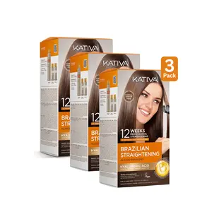 Kativa Brazilian Straightening Kit 3-Pack – 12 Weeks Frizz-Free, Salon Results at Home (Formaldehyde-Free)