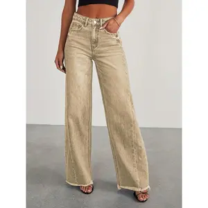 Women'sHighWaistWideLegJeans,CasualLooseStretchJeanswithPockets,Jeans