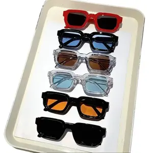 6-Pack Vintage Rectangle Sunglasses for Men & Women, Retro Fashion UV400 Protection Eyewear, Luxury Design Sun Glasses