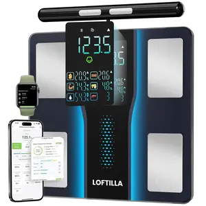 Smart Scale for Body Weight 8-Electrode Bluetooth Bathroom Scale with BMI Body Fat Muscle Mass 50+ Full Body Composition Metrics High Accurate Scales with 5.4" Large LED Display Black