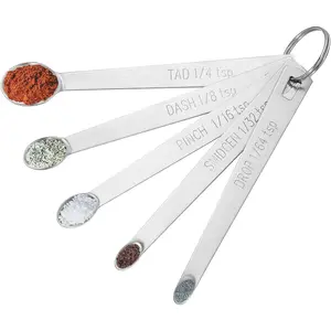 5PCS Small Measuring Spoons Set - Stainless Steel Tiny Measuring Spoons for Cooking Baking, 1/4 1/8 1/16 1/32 1/64 tsp, Teaspoon Minispoon for Powders, Spices Kitchen Utensils